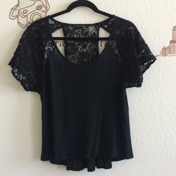 Victoria's Secret Tops - Victoria's Secret Lace Sleeve Open Back Blouse